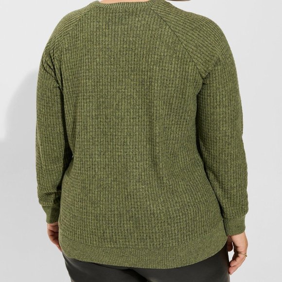 Torrid Brushed Waffle Raglan Long Sleeve Sweatshirt Size 3 NWT - Picture 2 of 4